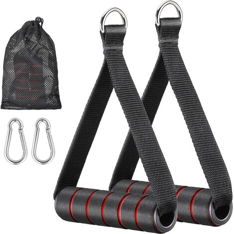 2 maniglie per sollevamento pesi, accessori per sollevamento pesi con cinghia ergonomica, comodi accessori per maniglie per sollevamento pesi a D per fitness e bodybuilding, maniglia per sollevamento  (1/5)