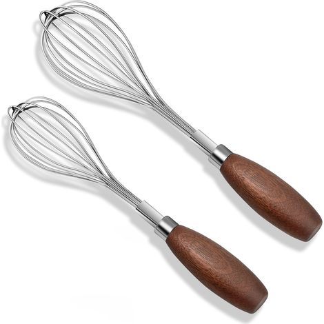 Lot de 2 Fouets en Acier Inoxydable, Fouets Cuisine Professionnels avec Poignée Confortable, Batteurs Manuels pour Cuisiner, Battre et Mousser (22 cm, 24 cm) (1/5)