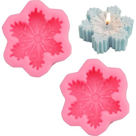 2 Pièces Moule à Bougie 3D en Silicone en Forme de Flocon de Neige Moule Bougie Noel, Flocons de Neige de NoëL Moules en Silicone, pour Fabrication de Bougies (1/5)