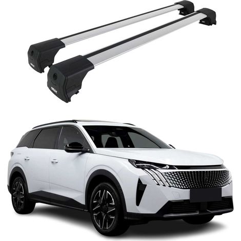 OMAC Barres de toit en aluminium pour Peugeot 5008 III 2024-2026 – City Crash – ISO/PAS 11154:2006 – Antivol inclus – Charge max 75 kg – 2 barres Argent (1/4)