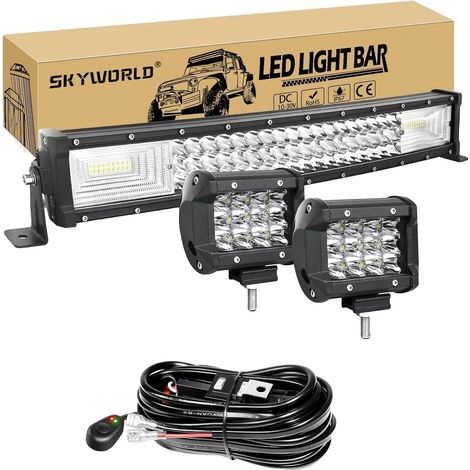 Barra de luz LED, haz combinado, resistente al agua IP67, cable de 22 pulgadas y 270 W. (1/2)