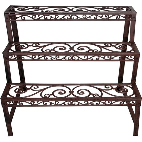 Étagère rectangulaire de jardin - Escalier 3 niveaux 78,5 x 49 x H 65,5 cm - Fonte - Livraison gratuite (1/6)