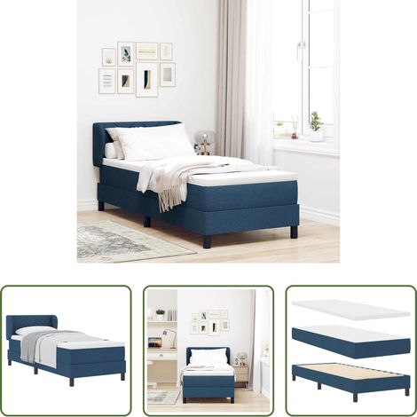 Lit moderne - Lit à ressorts avec matelas Bleu 80 x 200 cm tissu (1/5)