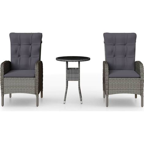 Maison Exclusive - 3-tlg. Garten-Bistro-Set Poly Rattan Grau (1/5)