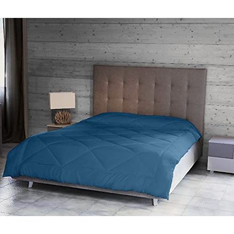 Couette Bicolor - Plaine, Single, Hiver - pour Le Lit - Bleu, Azur en Microfibre, 150 X 200cm (1/3)