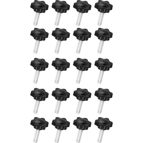 Bouton étoilé Vis à main - 20 pièces - Vis M8 - Plastique - Métal - Vis à pouce - boutons étoilés avec tige filetée - Vis de serrage - Pour Montage de Meubles & Équipement - Pour Diverses Machines Et (1/5)
