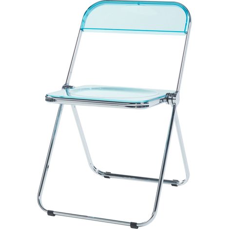 Set di 2 sedie pieghevoli da esterno per giardino campeggio e terrazza 74 x 46 x 47 cm azzurro trasparente 030009642