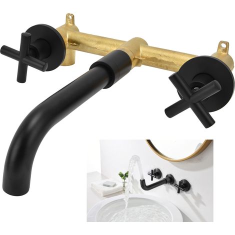 Unterputz-Wandarmatur mit Doppelgriff und Doppelsteuerung, 4 Gewindegänge, für Waschbecken, Spülbecken und Becken. (1/5)