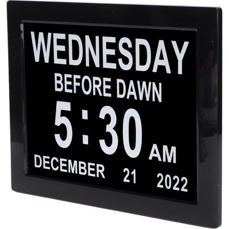 Horloge numérique 8 pouces avec calendrier, alarme, luminosité automatique, grand écran, idéale pour les seniors, prise UE 110-240 V (1/4)