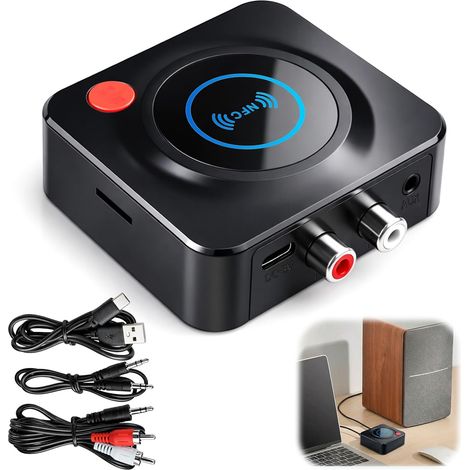 Recepteur Bluetooth 5.4 Stereo Audio HiFi Compatible avec Lecteurs Cartes TF/SD, 3,5 mm Jack Adaptador AUX Bluetooth, pour Tablette, Smartphone, Enceinte Home Cinema (1/5)