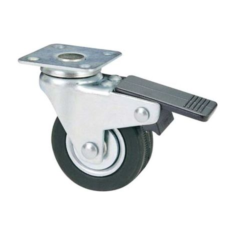RUOTA A FORCELLA GIREVOLE + FERMO 160BIS AVO - A/ZINCR/GOMMA NERA P.MM 40X40 D.MM 50X18- 4 pezzi