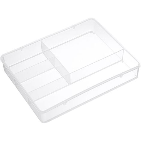 Boîte de Rangement Transparente pour Bureau et Salle de Bain - Organisateur de Tiroir avec Séparateur, Idéal pour Maquillage et Fournitures de Bureau (1/5)