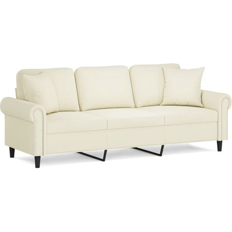 Maison Exclusive - Divano a 3 Posti con Cuscini Crema 180 cm in Velluto