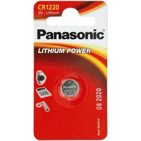 Blister da 1 pila a bottone al litio 3V Panasonic - CR1220, DL1220 (1/2)