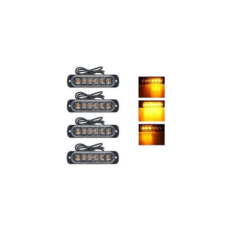 4 unités, bande LED clignotante d’arrêt orange (6 LED, 3000 K), compatible 12 V / 24 V pour voitures, SUV, camions, remorques, bateaux et camping-cars – voyant de sécurité stroboscopique (1/5)