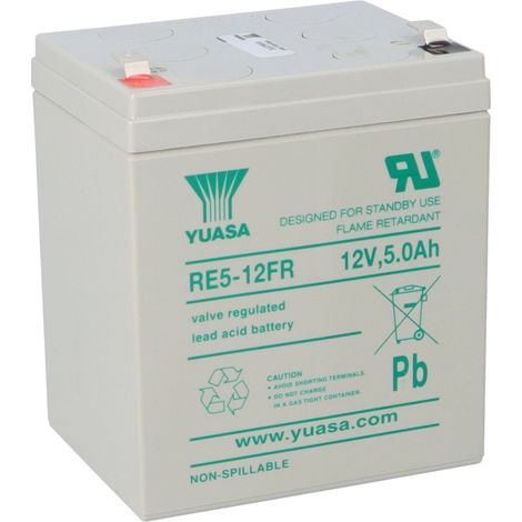 Yuasa Blei-Akku RE5-12FR Pb 12V / 5Ah 6-9 Jahresbatterie, Faston 6,3 (1/5)
