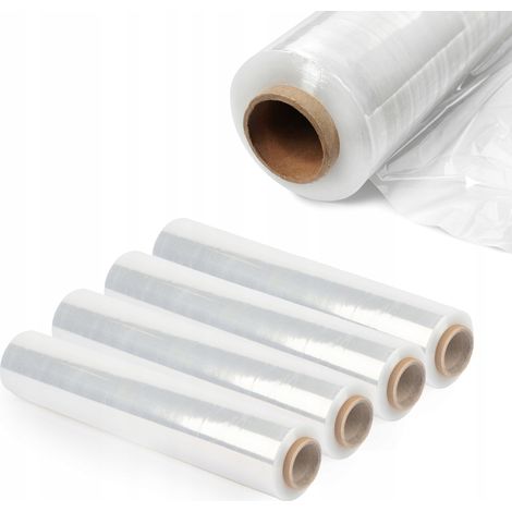 KADAX 4er-Set transparente Stretchfolie - 300 x 50 cm - 3 kg - Für Möbel, Lager, Transport, starke V