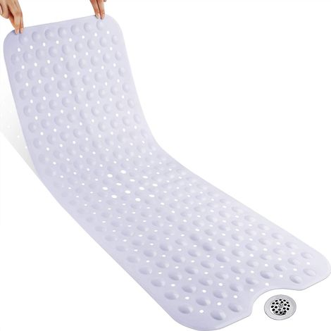 TAPIS DE BAIGNOIRE ANTIDÉRAPANT - Tapis de baignoire extra long avec grande ventouse et trous de drainage Tapis de douche antidérapant lavable en machine (1/5)