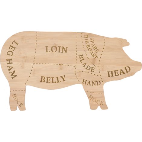 Planche à découper forme de cochon en bambou - Beige - L 49 x P 27,5 cm - Livraison gratuite (1/2)