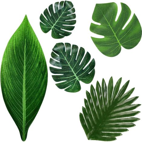 Set of 54 Artificial Palm Leaves, Tropical Decoration, 5 Sizes (1/5)