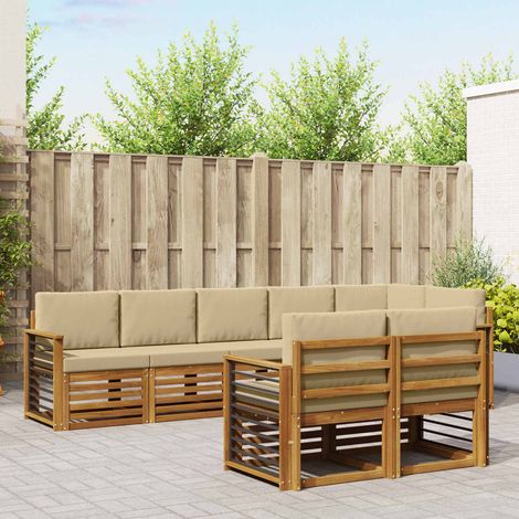 vidaXL Sofagarnituren 8 pcs Natur und Beige Massivholz Akazie (1/5)