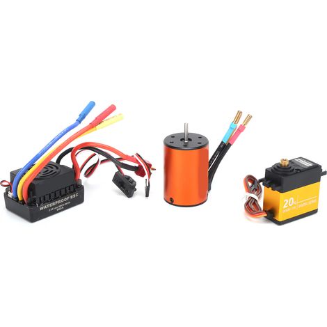 Kit moteur brushless étanche amélioré 3650 3100KV, variateur 60A, servo 20 kg pour voiture RC 1/10 (1/5)