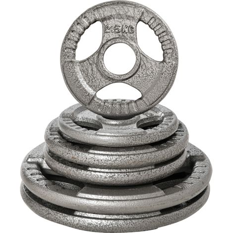 Dischi Pesi 2,5-35KG 6 pièces pour Bilanciere Olimpionico, Acier, Foro 50 cm, Argent (1/5)