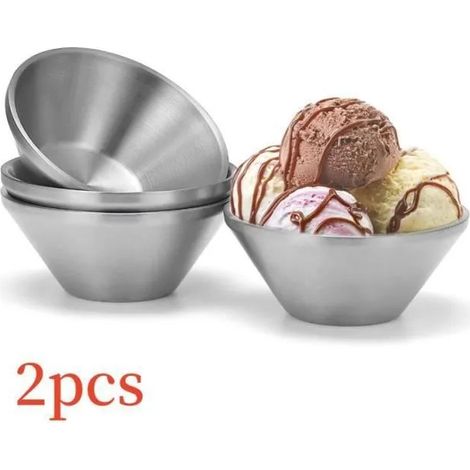 Coupes glace2 coupes glace en acier inoxydablebol dessert couche doublebol de fruitpour voyagecampingfte COUPELLE A GLACE (1/4)
