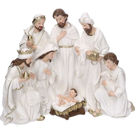 Natività resina bianco cm 23x12,5xh19,5