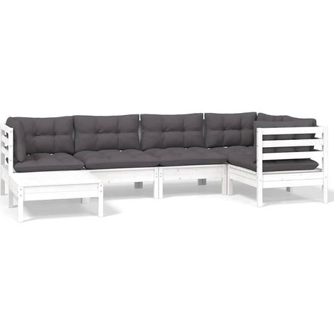 Maison Exclusive - Muebles de jardín 6 pzas con cojines blanco ma (1/5)
