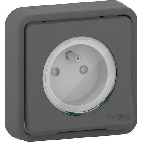 Schneider Electric – Prise encastrée 16A étanche IP55 – polycarbonate robuste – résistance IK08 – pour espaces extérieurs abrités