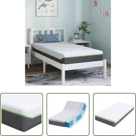 vidaXL Confort - Matelas Blanc et Gris 80 x 160 cm Tissu jacquard (1/5)