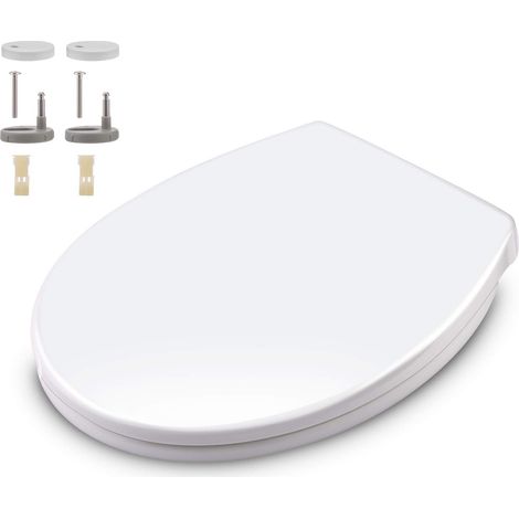 HIMIMI Tavoletta WC, Sedile WC con Sgancio Rapido, Copriwater Universali O Forma, Rapido Montaggio, Facile da Pulire, Toilet Seat Bagno in Plastica Antibatterico Bianco (440 x 375 x 54 mm) (1/4)