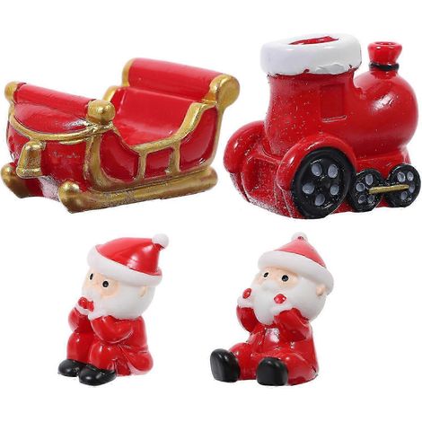 Lot de 4 figurines miniatures de Noël en résine, décorations de Noël, cadeaux pour les fêtes de fin d'année (1/3)