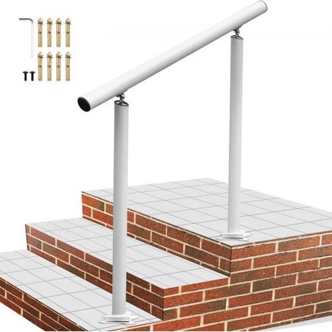 Treppengeländer 3 Fuß außen Geländeraus Aluminium, Weiß Hauseingangsgeländer Handlauf mit einem internen Sechskantschlüssels und 8 M6-Erweiterungsschrauben für Außen- und Innenszenen, 0-60 Grad (1/5)