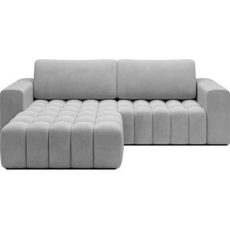 Sofá de esquina convertible DORY gris 250 cm con espacio de almacenamiento ángulo izquierdo (1/5)