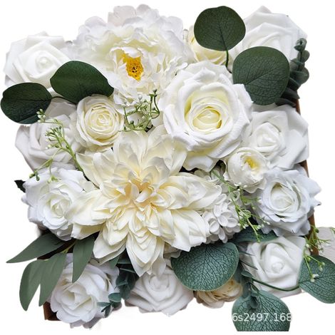 Fleur artificielle-Soie artificielle-Décoration DIY-Rose rose gamme couleur, Modèle C-Boîte cadeau