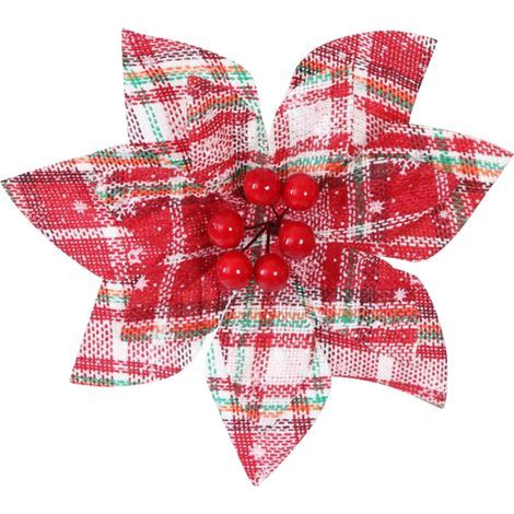 Nuovo ornamento per albero di Natale, ornamento floreale natalizio - Fiore di Natale rosso a righe, diametro 16,8 cm, altezza 14 cm (1/5)