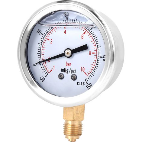 Manomètre à vide radial à bain d'huile TS PGGZ604-10bar 1/4BSP Y60 (1/5)