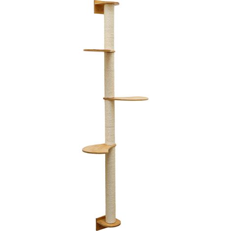 175 cm Rascador de Pared con 3 Plataformas - Árbol para Gatos - Columna de Sisal (1/5)