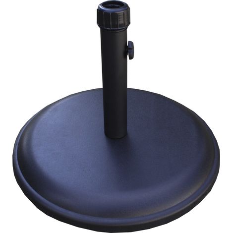WURKO base parasol 16 kg 38 mm negra , Base parasol 16 kg para sombrillas de hasta 44 mm negraBase pie para parasol exterior con tubo de acero pintado fabricado en hormigón ali (1/2)