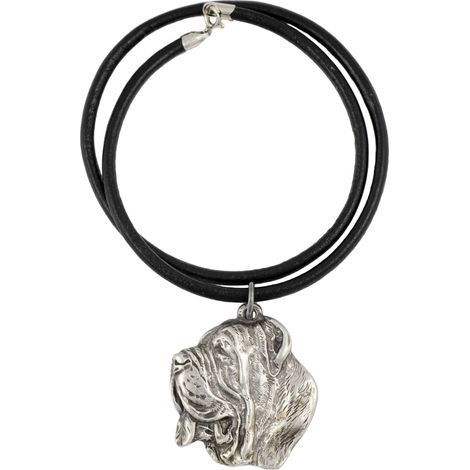 Mastín napolitano, Mastino napoletano - collar para perro, colgante bañado en plata para amantes de los perros, joyería única de Art-Dog (1/5)