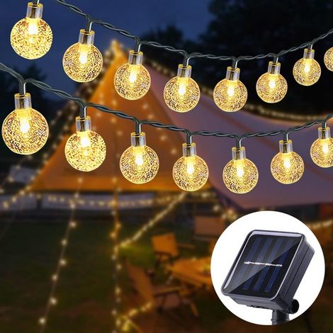 Longziming - Guirlande lumineuse solaire d'extérieur 6,5 m - 30 LED - 8 modes d'éclairage - Résistante à l'eau - Blanc chaud - 1 pièce (1/5)