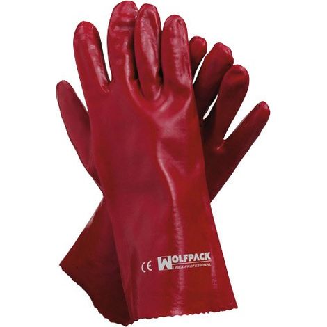 Rote PVC-Handschuhe 35 cm. (Paar)