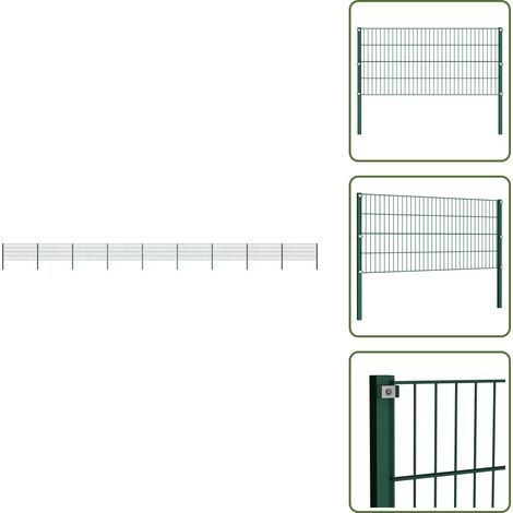 The Living Store Zaunelement mit Pfosten Eisen 1557,5 x 80 cm Grün - Zaunpfosten