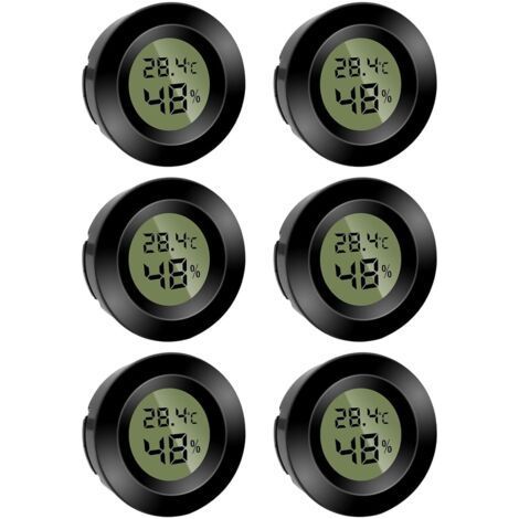 FENOPLASTICALot de 6 mini hygromètres numériques ronds - Hygromètre - Température (℉) ou Celsius (℃) - Pour l'intérieur, le bureau, le salon - Piles incluses (1/5)