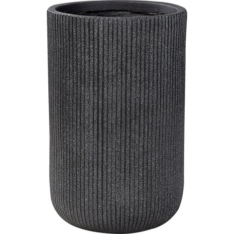 Fioriera in fibra di argilla Vaso per piante da giardino 30 x 30 x 49 cm Giardino all'aperto Foro di drenaggio Nero Eantio