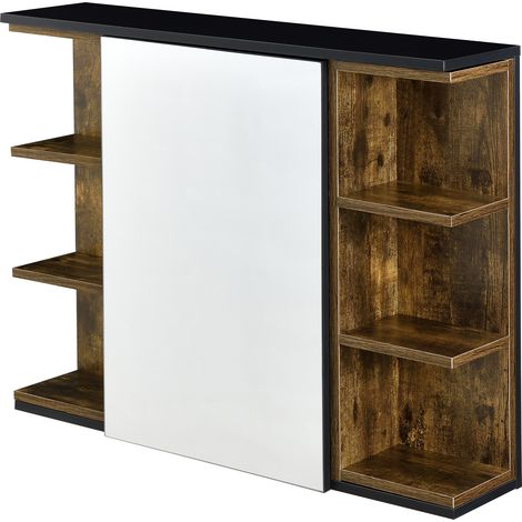 Badezimmerschrank Harstad 64x80x20 cm Dunkler Holzton / Schwarz en.casa