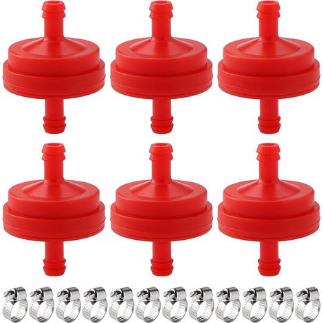 6-teiliger Inline-Kraftstofffilter (1/4" ID), 150 Mikron, für Rasenmäher, mit 12 Klemmen, kompatibel mit BS 298090 und 298090S