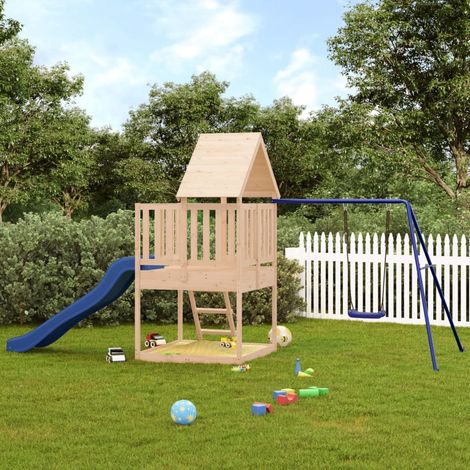 Aire de Jeux d'extérieur, Maison enfant exterieur, Maisonnette de jeu bois de pin massif LKOWF97353 (1/5)